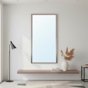 Specchiera Sintesi rettangolare con cornice effetto tessuto grigio 127x65 cm.