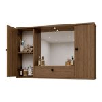 Specchiera bagno con 2 ante e ribalta colore noce naturale