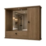 Specchiera bagno con anta e ribalta colore noce naturale