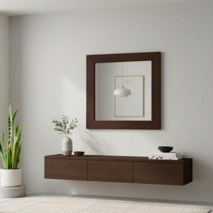 Specchiera quadrata Plana 90x90 cm con cornice in olmo dark