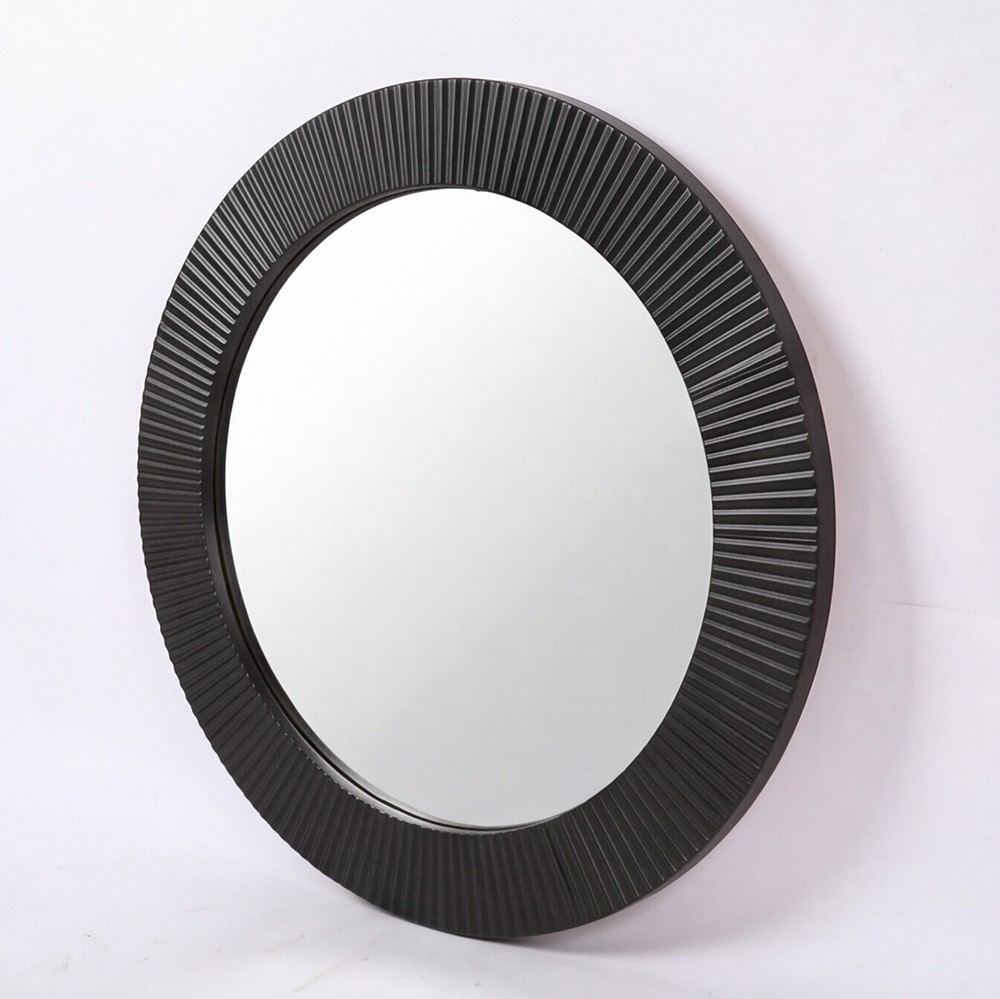 Specchio decorativo da parete MR6043 rotondo con cornice nera 51x51 cm.
