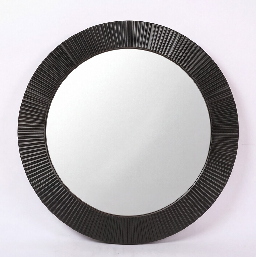 Specchio decorativo da parete MR6043 rotondo con cornice nera 51x51 cm.
