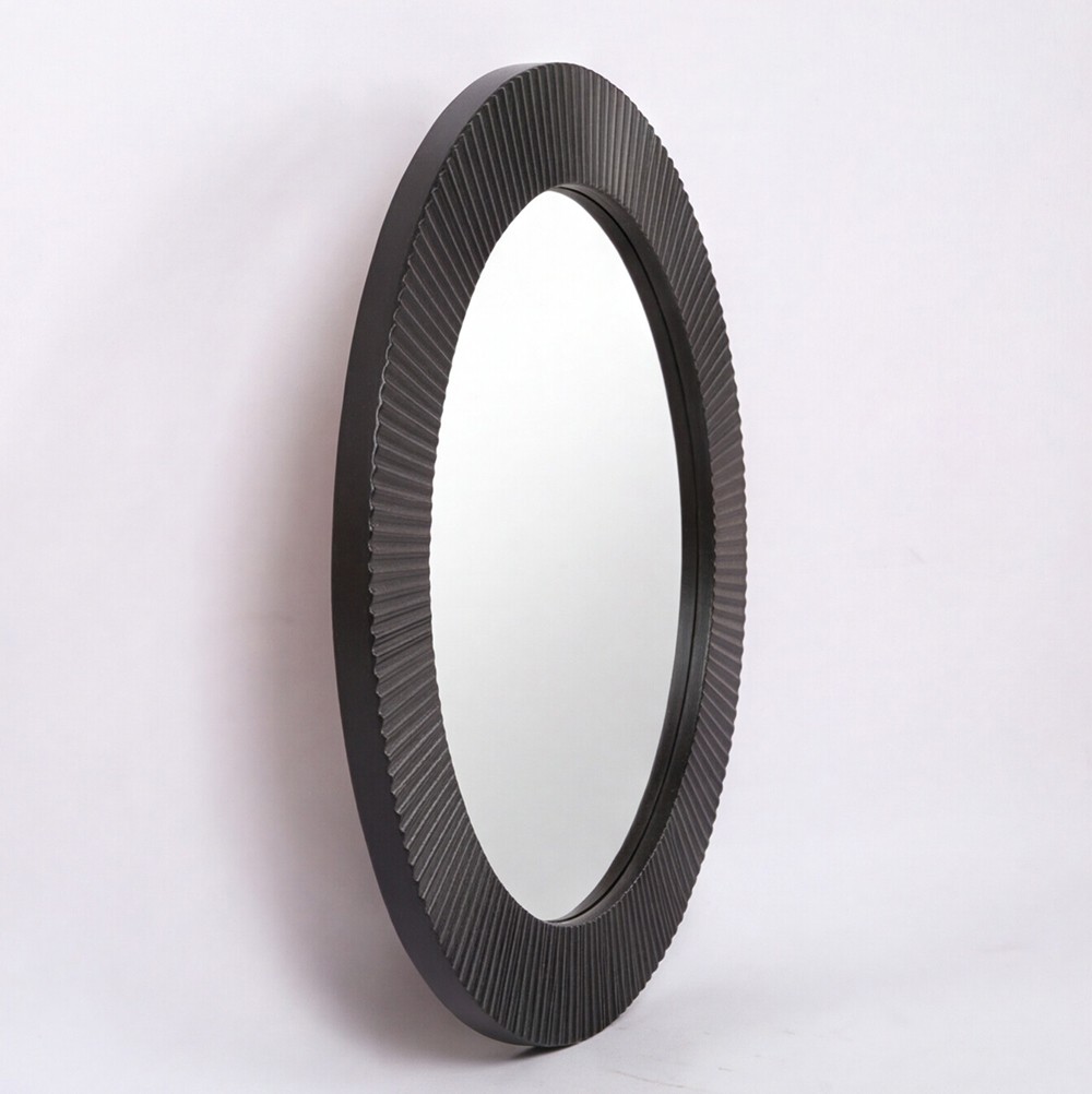 Specchio decorativo da parete MR6043 rotondo con cornice nera 51x51 cm.