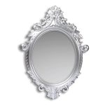 Specchio decorativo ovale da parete MR8360 con cornice in stile barocco silver 60x81 cm.