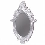 Specchio decorativo ovale da parete MR8360 con cornice in stile barocco silver 60x81 cm.