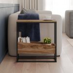 Tavolino da salotto Lido in rovere deep oud e struttura in metallo nero