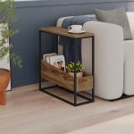 Tavolino da salotto Lido in rovere deep oud e struttura in metallo nero