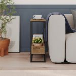 Tavolino da salotto Lido in rovere deep oud e struttura in metallo nero