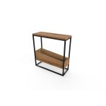 Tavolino da salotto Lido in rovere deep oud e struttura in metallo nero