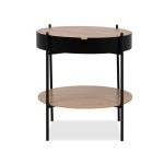 Tavolino tondo multifunzionale Trelleborg88B con vano contenitore in artisan oak e nero