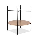 Tavolino tondo multifunzionale Trelleborg88B con vano contenitore in artisan oak e nero