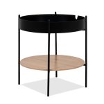 Tavolino tondo multifunzionale Trelleborg88B con vano contenitore in artisan oak e nero
