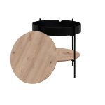 Tavolino tondo multifunzionale Trelleborg88B con vano contenitore in artisan oak e nero