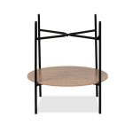 Tavolino tondo multifunzionale Trelleborg88B con vano contenitore in artisan oak e nero