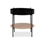 Tavolino tondo multifunzionale Trelleborg88B con vano contenitore in artisan oak e nero