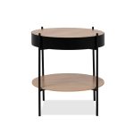 Tavolino tondo multifunzionale Trelleborg88B con vano contenitore in artisan oak e nero