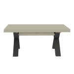Tavolo Milonga410 160x90 cm. allungabile 410 cm con piano in cashmere e gambe incrociate antracite