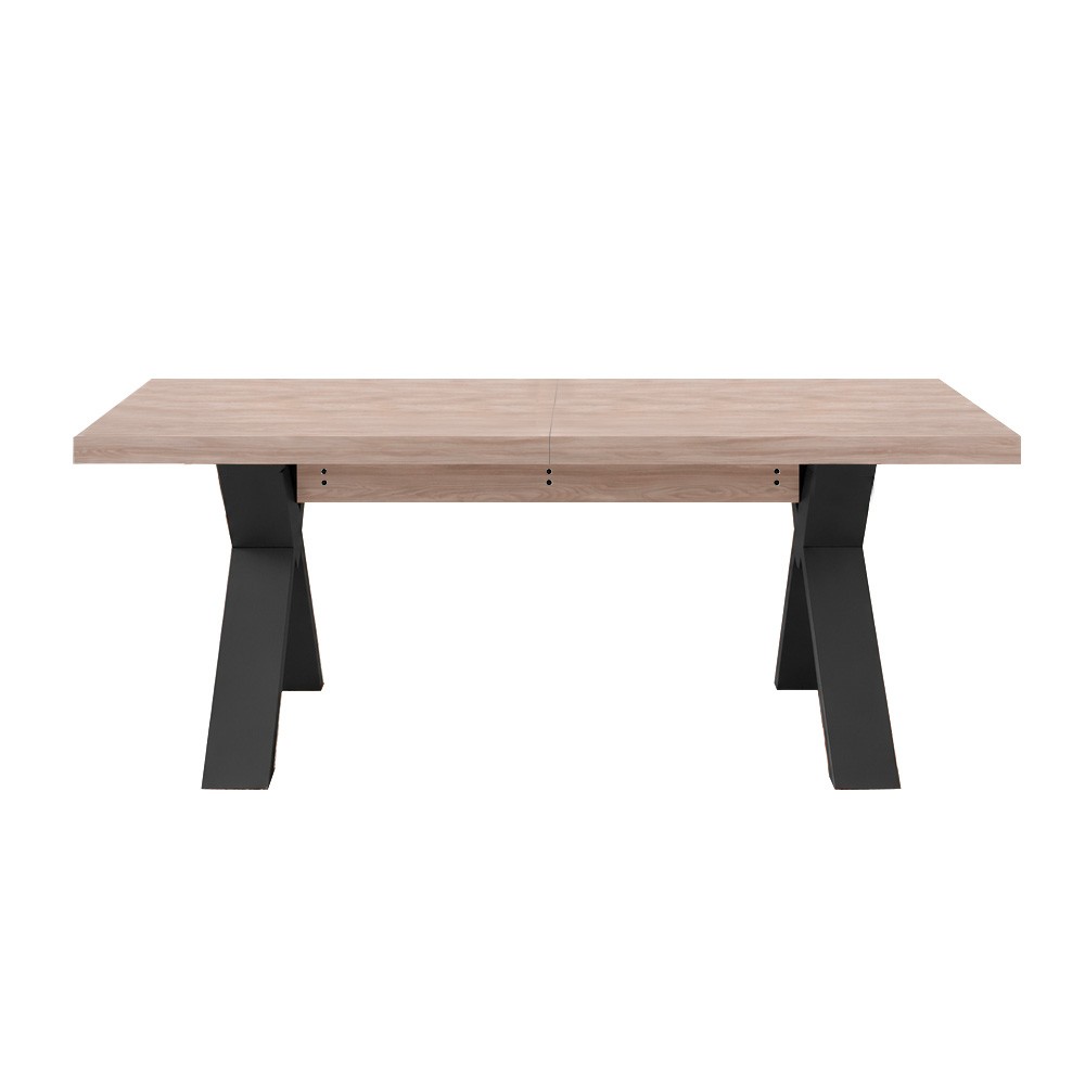 Tavolo Milonga410 160x90 cm. allungabile 410 cm con piano in olmo e gambe incrociate antracite