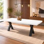 Tavolo Milonga480 180x100 cm. allungabile 480 cm con piano in bianco spatolato e gambe antracite