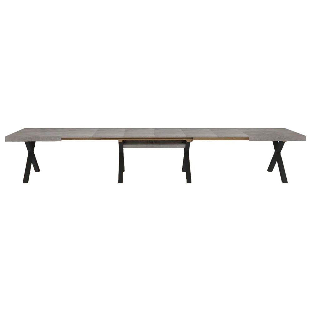 Tavolo Milonga480 180x100 cm. allungabile 480 cm con piano in cemento e gambe antracite