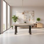 Tavolo Milonga480 180x100 cm. allungabile 480 cm con piano in cemento e gambe antracite