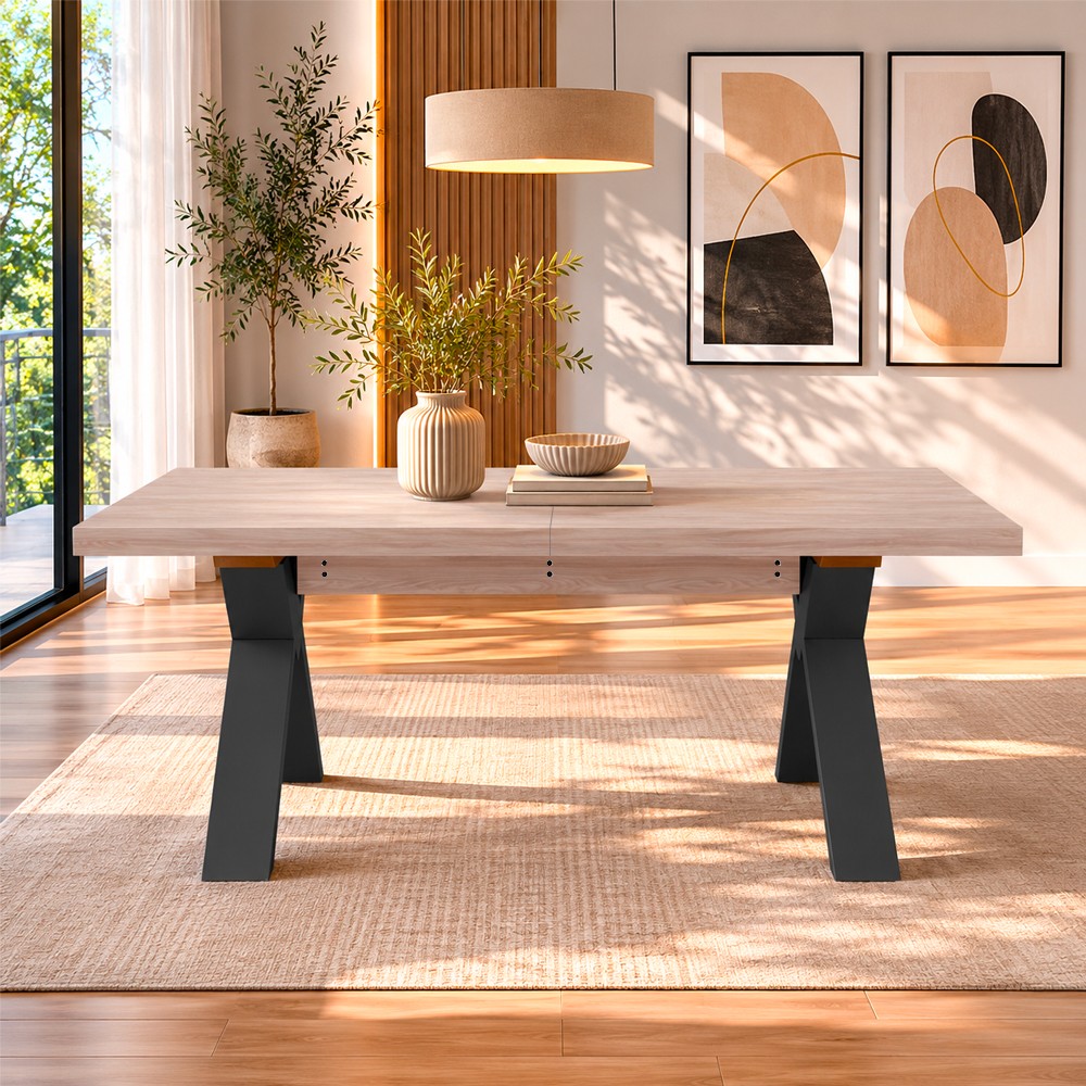 Tavolo Milonga480 180x100 cm. allungabile 480 cm con piano in olmo e gambe antracite