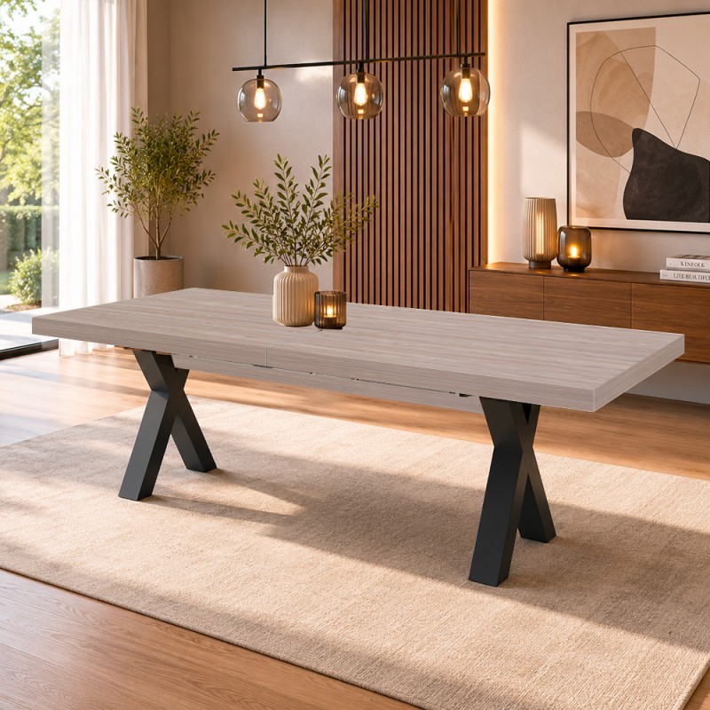 Tavolo Milonga480 180x100 cm. allungabile 480 cm con piano in olmo e gambe antracite