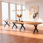 Tavolo Milonga480 180x100 cm. allungabile 480 cm. con piano in rovere nodato e gambe antracite