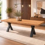 Tavolo Milonga480 180x100 cm. allungabile 480 cm. con piano in rovere nodato e gambe antracite