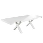 Tavolo allungabile Gondar 180x90 cm. con piano in bianco frassinato e base bianco frassinato