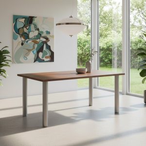 Tavolo rettangolare Manila cacao gambe tonde alluminio 160x80 cm