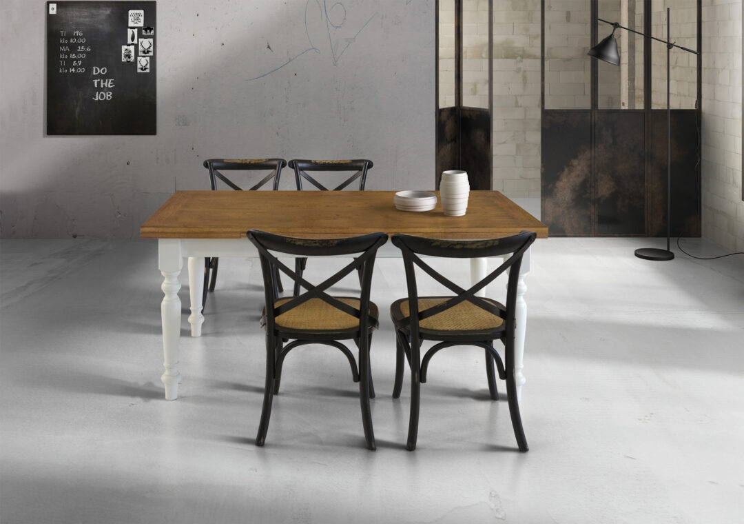 TAVOLO ROVERE CON GAMBE BIANCHE -Art. 715 / Art. 716