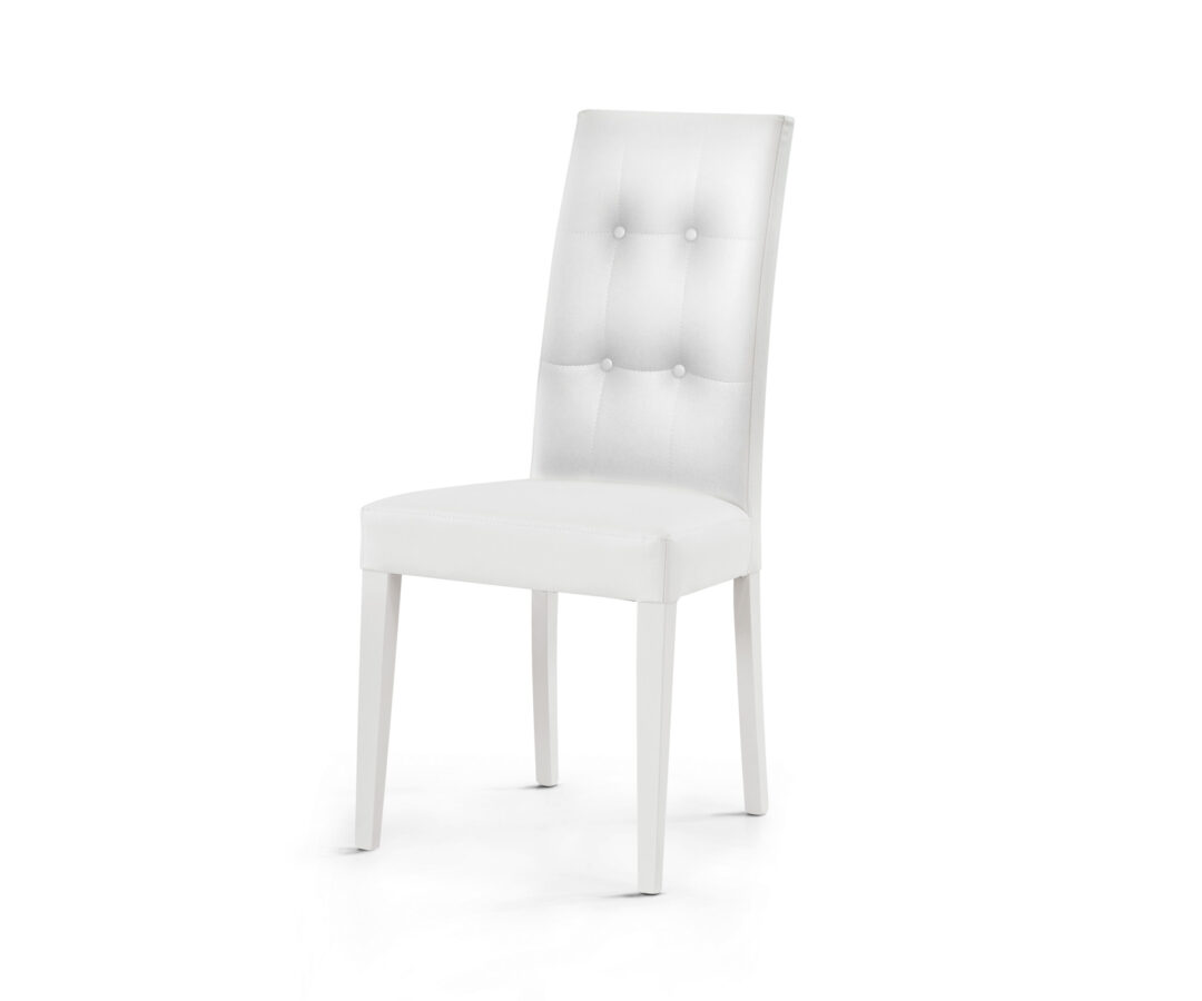 Sedia imbottita in ecopelle bianco con bottoni ART. 678 – X2 PEZZI