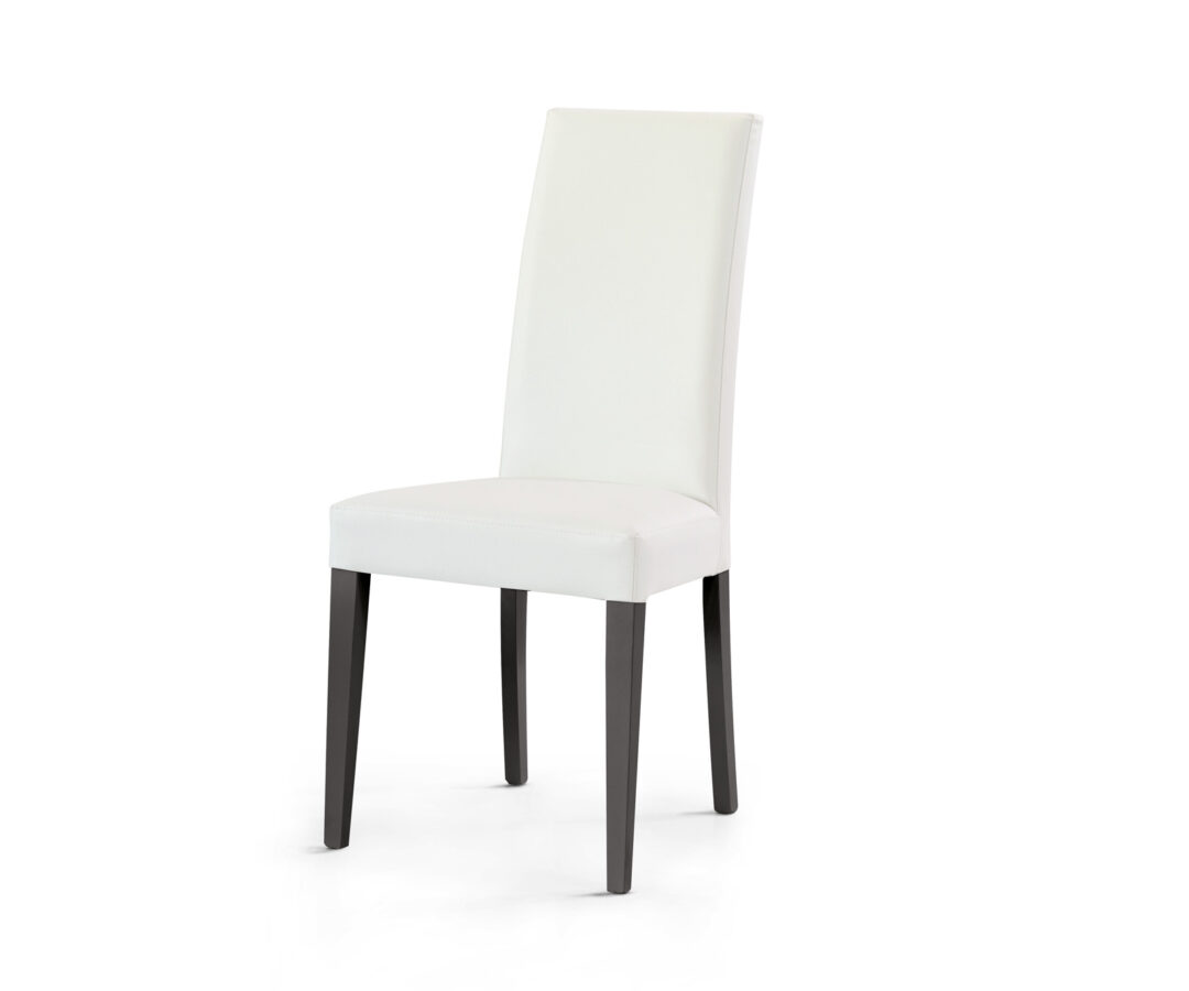 Sedia struttura in legno colore nero  imbottita in ecopelle bianco ART. 616 – X2 PEZZI