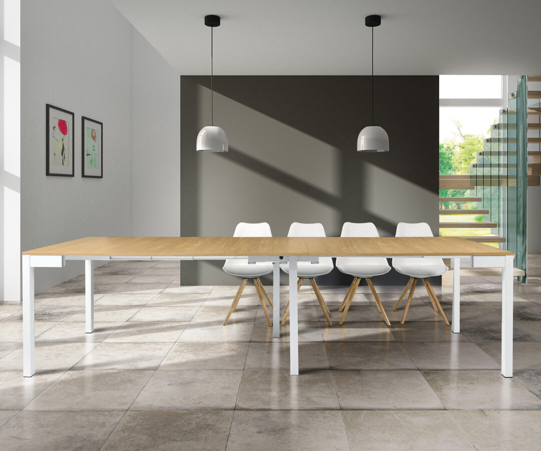 Consolle con 5 allunghe effetto legno e gambe bianche – Art. 858 - immagine 2