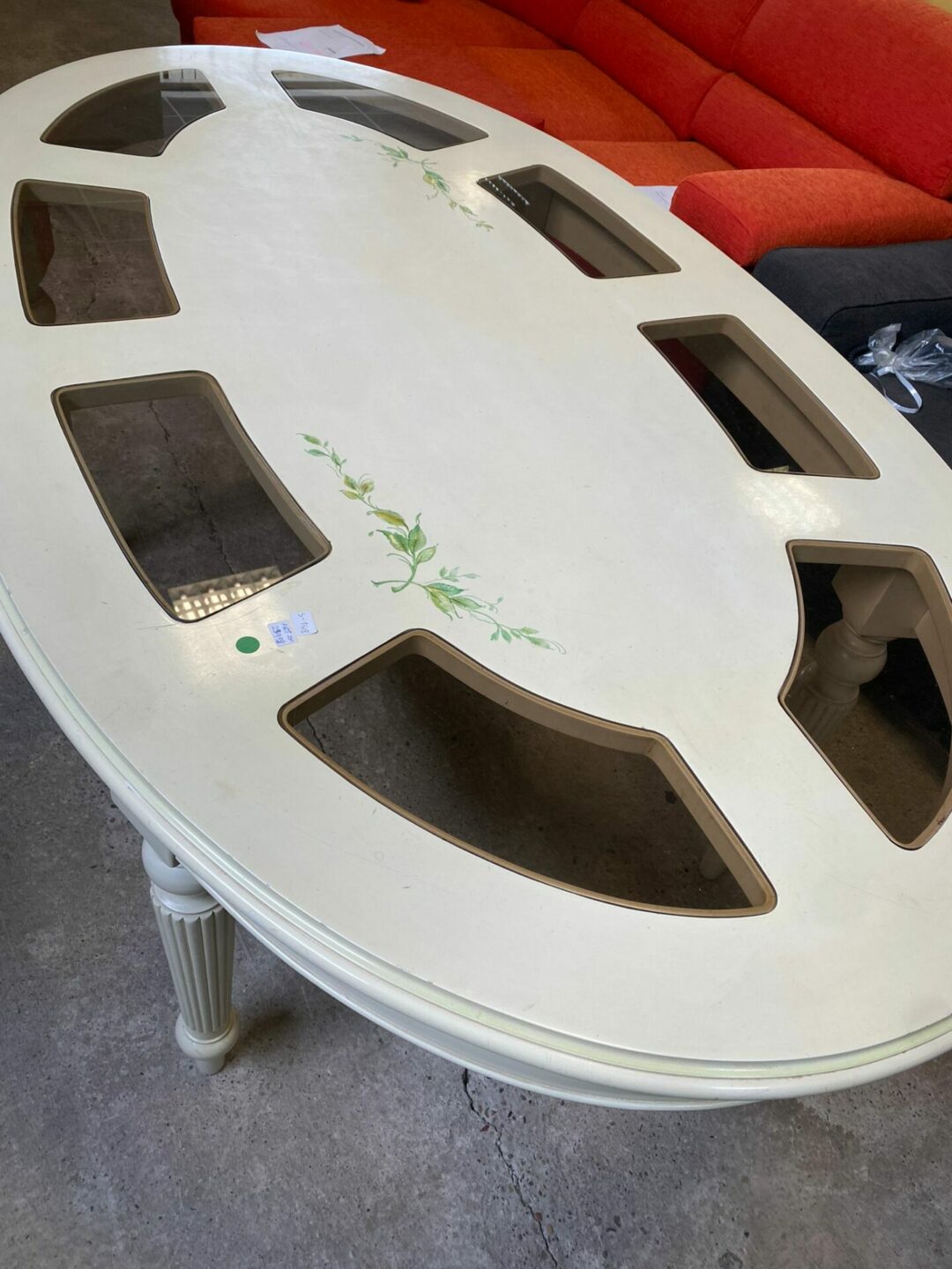 Tavolo bianco ovale con vetri S-148 - immagine 3