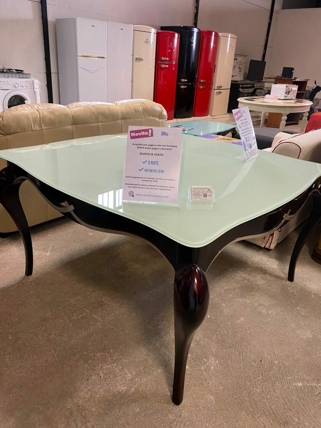 Tavolo sala base legno piano in vetro S-152 - immagine 2