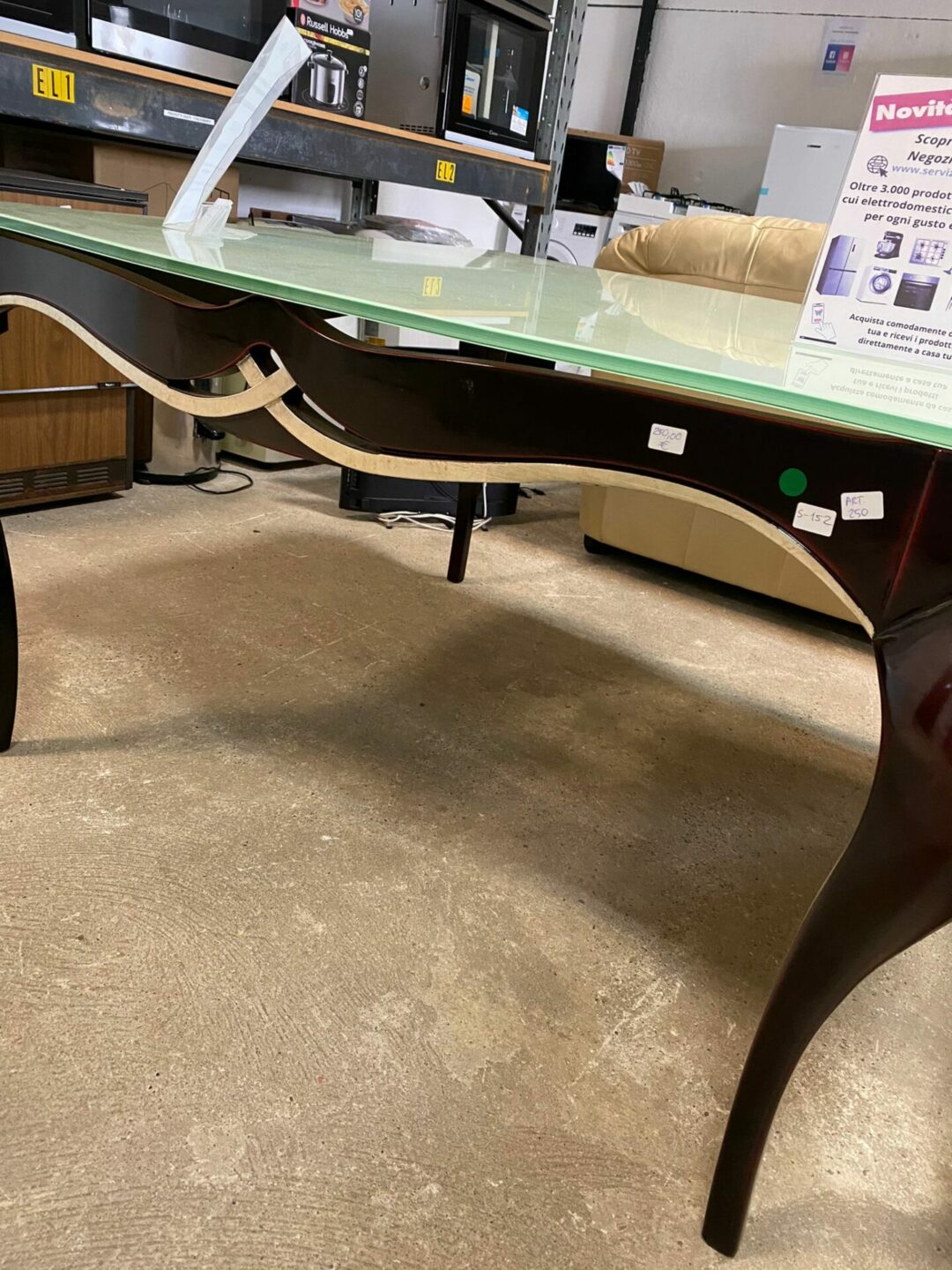 Tavolo sala base legno piano in vetro S-152 - immagine 4