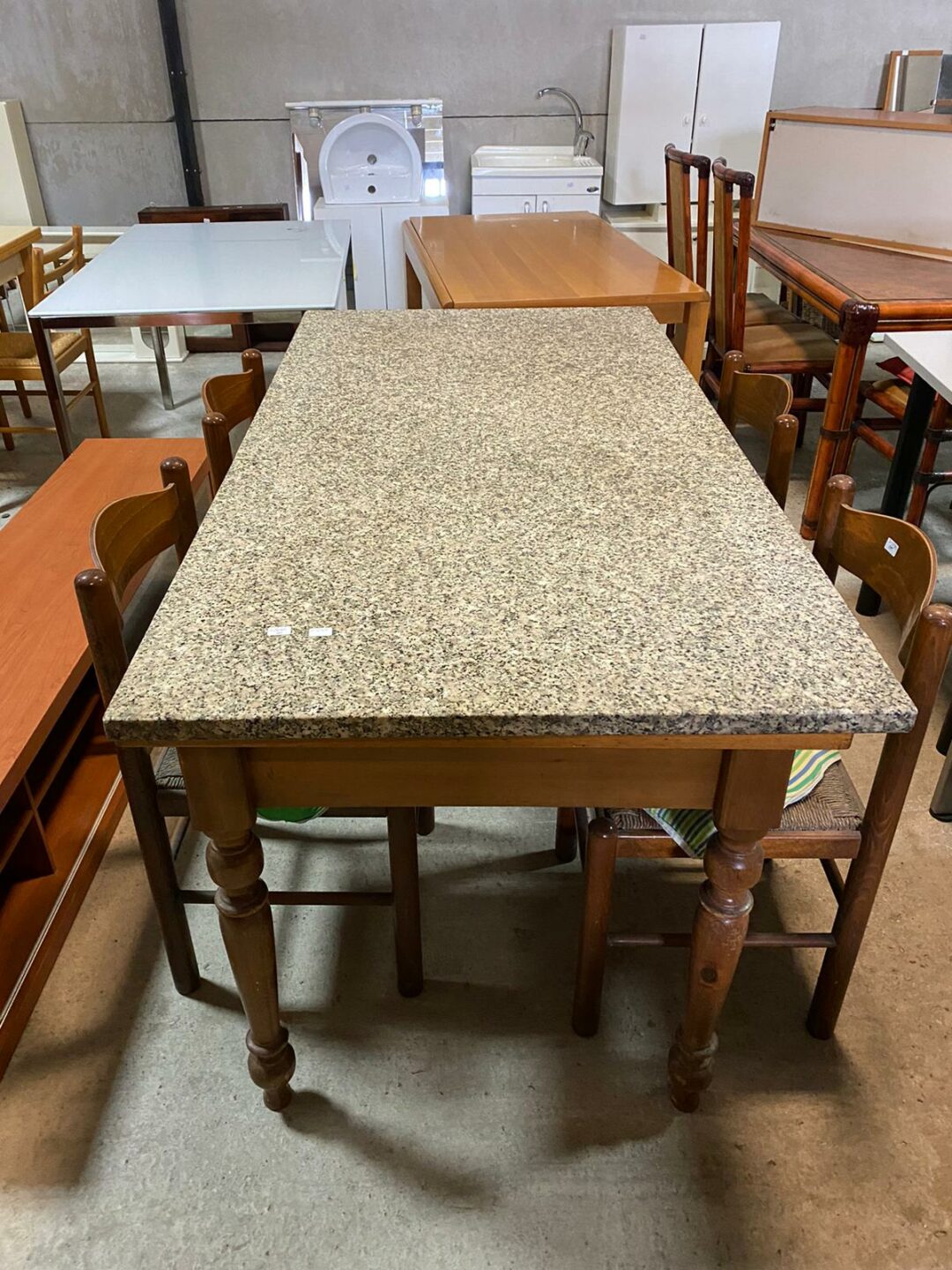 Tavolo in marmo con base in legno S-233 - immagine 2