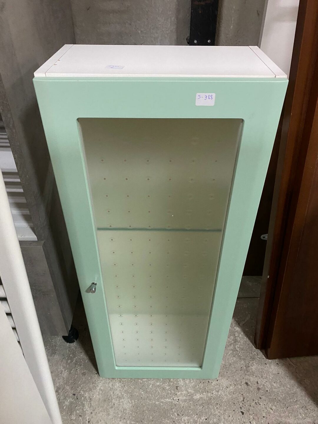 Pensile bagno bianco/verde acqua con vetro S-388
