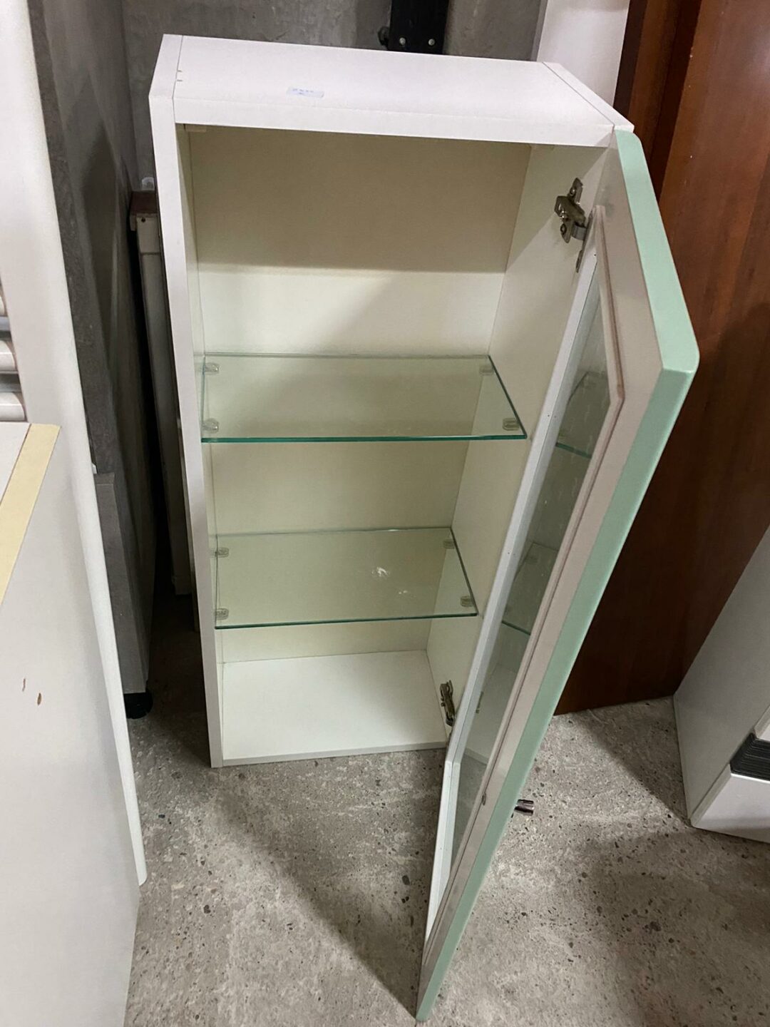 Pensile bagno bianco/verde acqua con vetro S-388 - immagine 2