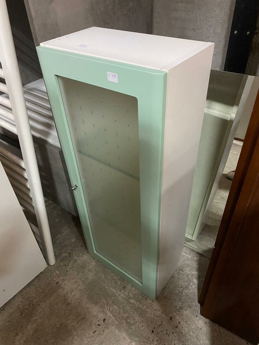 Pensile bagno bianco/verde acqua con vetro S-388 - immagine 3