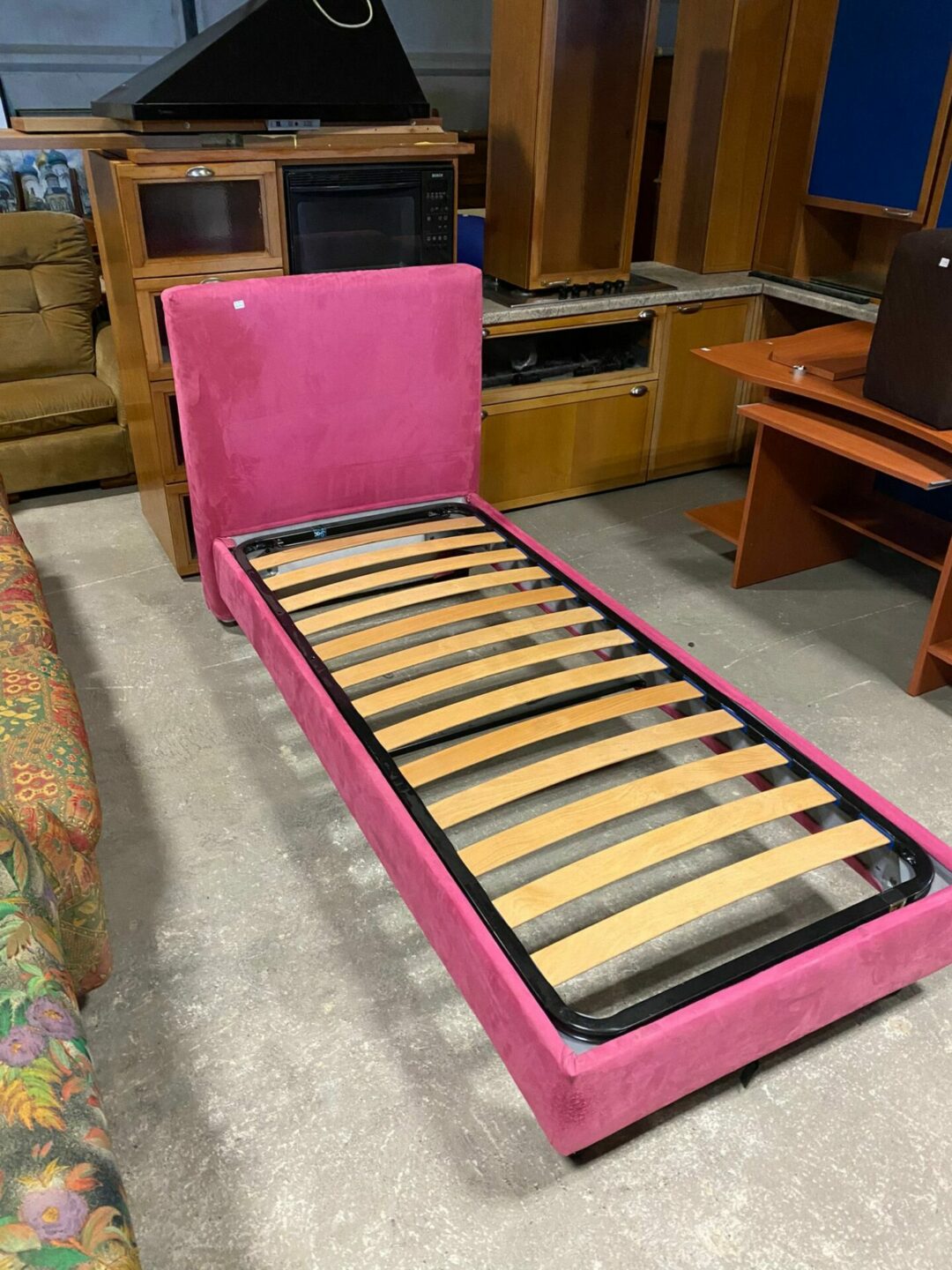 Struttura letto singolo rosa con rete a doghe S-931 - immagine 2