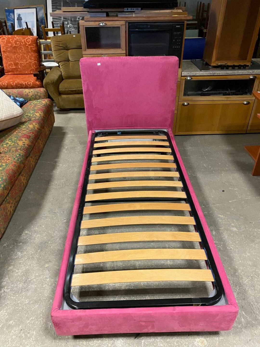 Struttura letto singolo rosa con rete a doghe S-931 - immagine 3