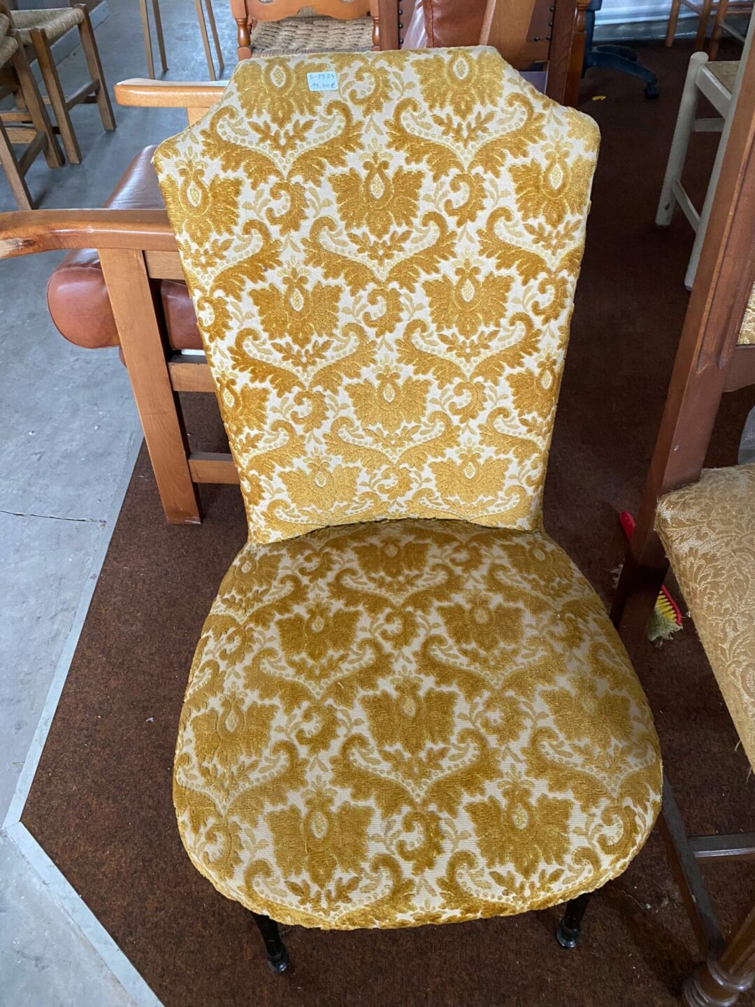 Sedia antica con tessuto S-1324 - immagine 2