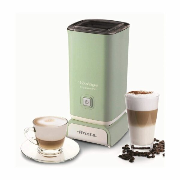 Ariete Montalatte elettrico Capacità 140/250 ml Potenza 500 Watt Monta o Riscalda il latte Colore Verde - Cappuccino Vintage 2878