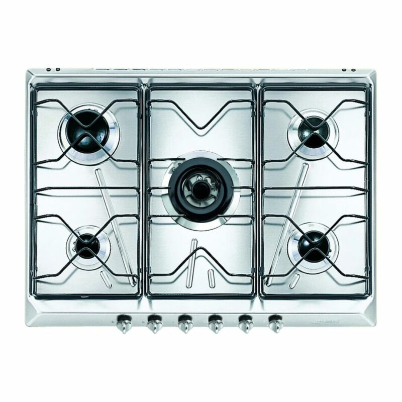 Piano Cottura 5 Fuochi SMEG a Gas da Incasso (1 bruciatore Wok) 70 cm colore Inox - SRV576-5