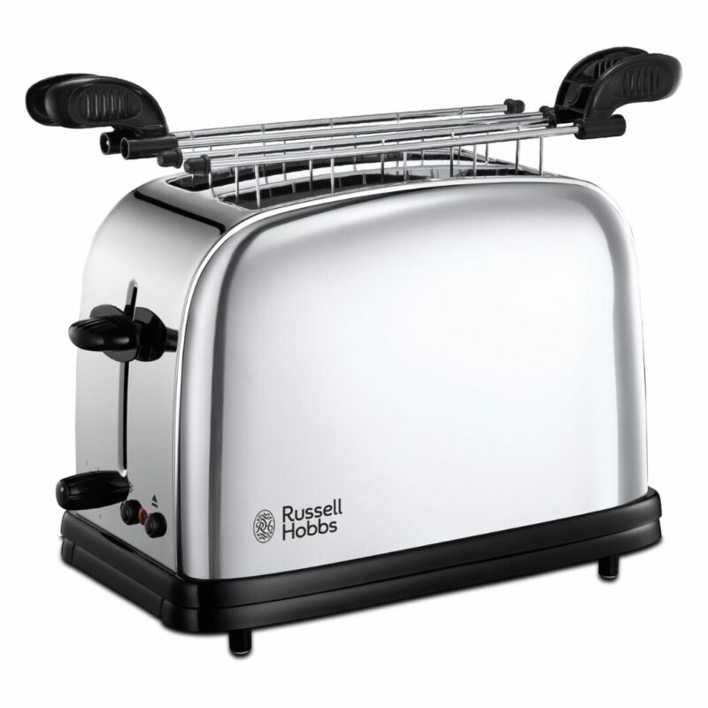 Russell Hobbs Tostapane 2 fette Potenza 1200 Watt Livello cottura Variabile e Cassetto fondo Raccoglibriciole colore Acciaio - 23310-57