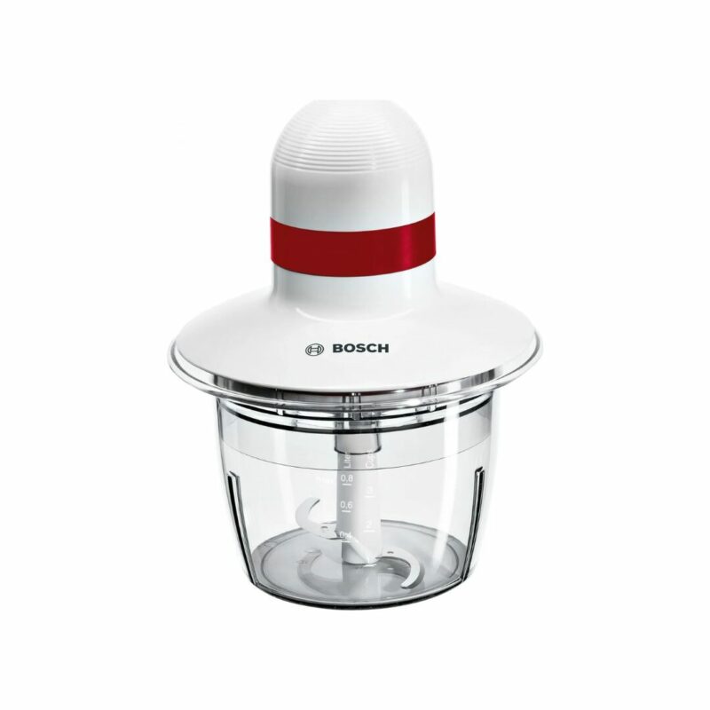 Bosch Mini Tritatutto Tritaverdure Elettrico Potenza 400 W Capacità 0.8 Litri con Bicchiere in Platica colore Bianco Rosso - MMRP1000