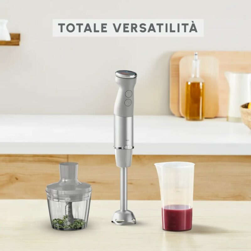 Moulinex Frullatore a Immersione Minipimer Capacità Ciotola 0,8 Litri Potenza 1000 Watt con Tritaghiaccio colore Grigio e Acciaio - DD672B - immagine 4